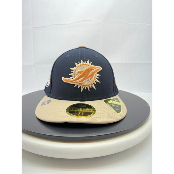 New Era Miami‎ Dolphins 59FIFTY Low Profile Fitted Hat 7 3/8 NFL Perfect Season